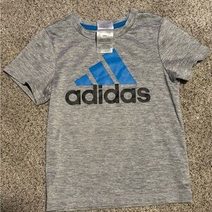 Adidas Kids Gray Tee with Blue Logo